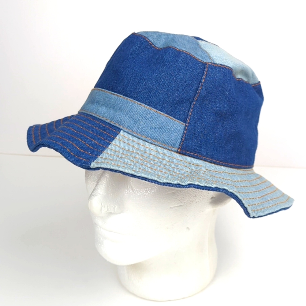 Denim Patchwork Bucket Hat Adult Unisex